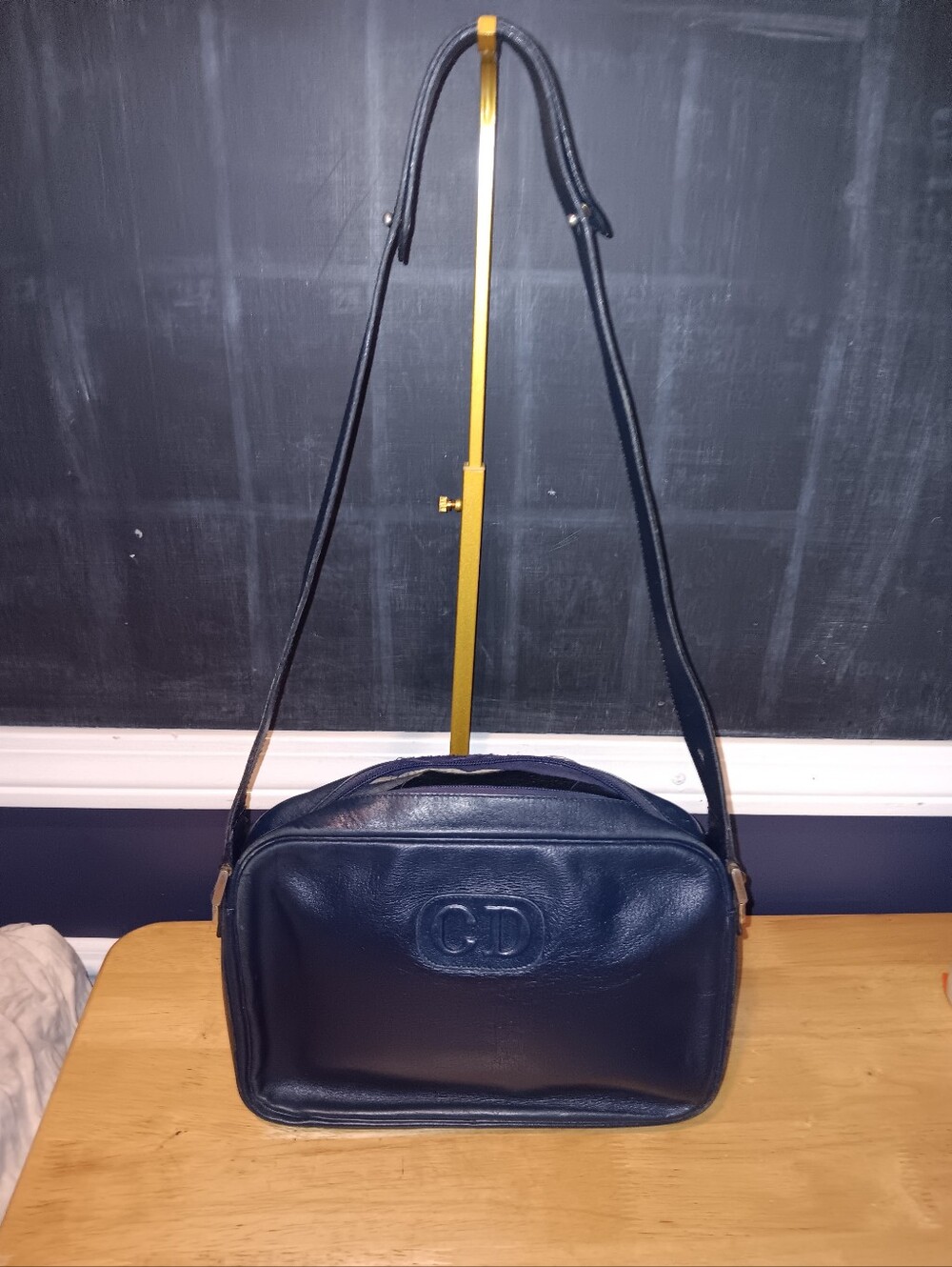 Christian Dior Navy Blue Leather Shoulder Bag